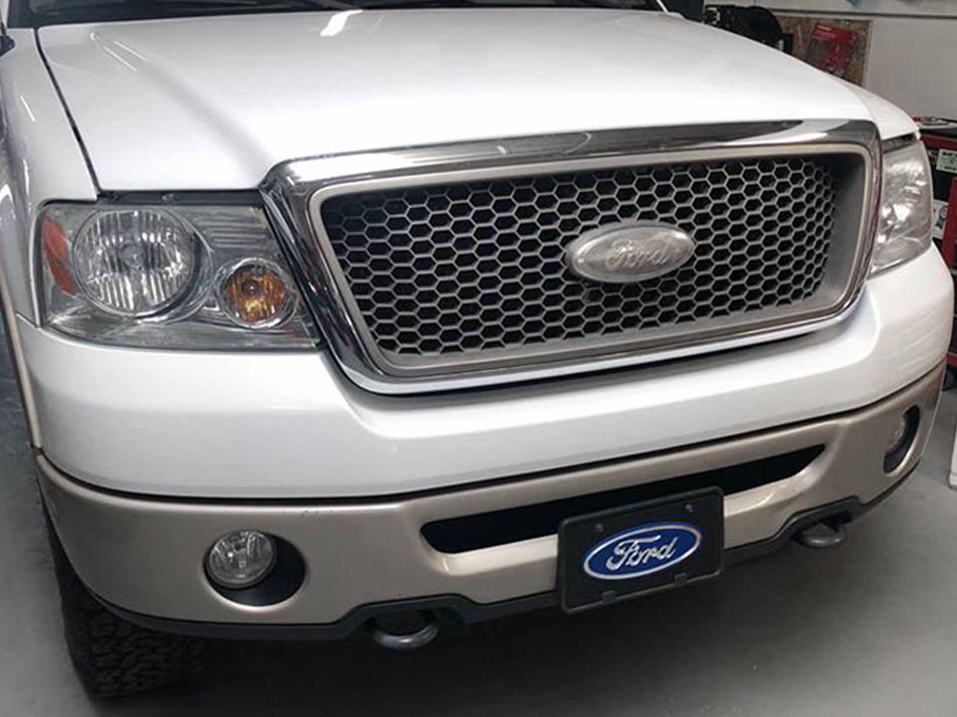 Ford F150 white grill light tint before